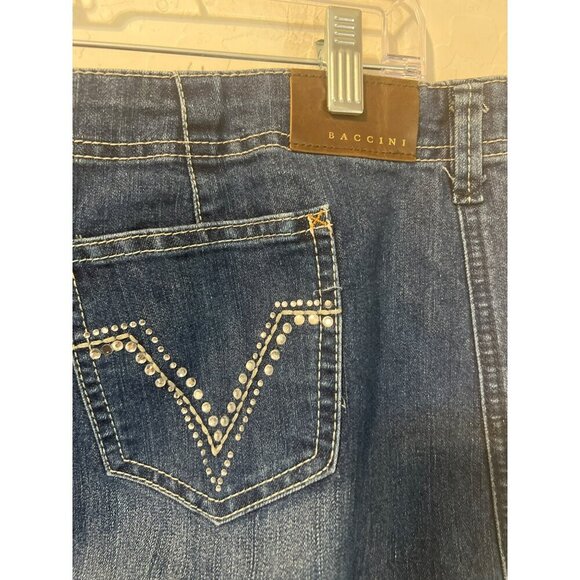 Baccini Sz 16W Medium Wash Denim Jean Miniskirt Boho - Picture 5 of 8